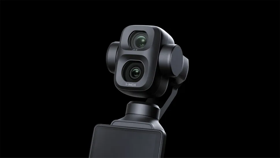 DJI Osmo Pocket 4P: камера с двумя объективами, вид спереди